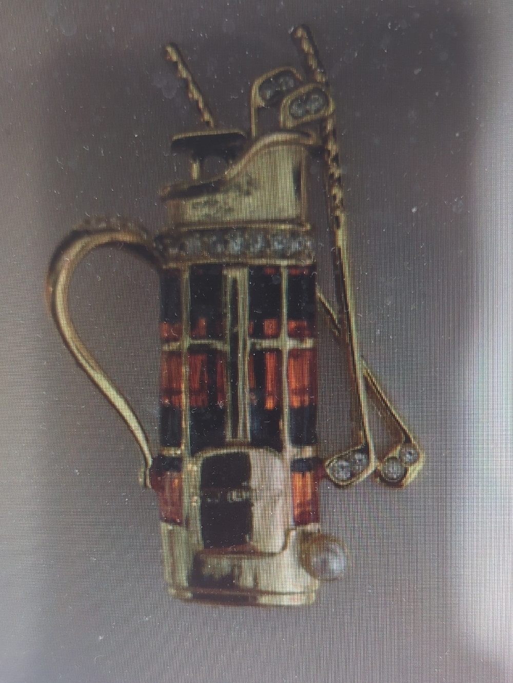 Gold-Tone Red and Black Golf Bag Brooch